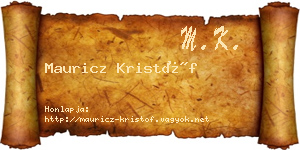 Mauricz Kristóf névjegykártya
